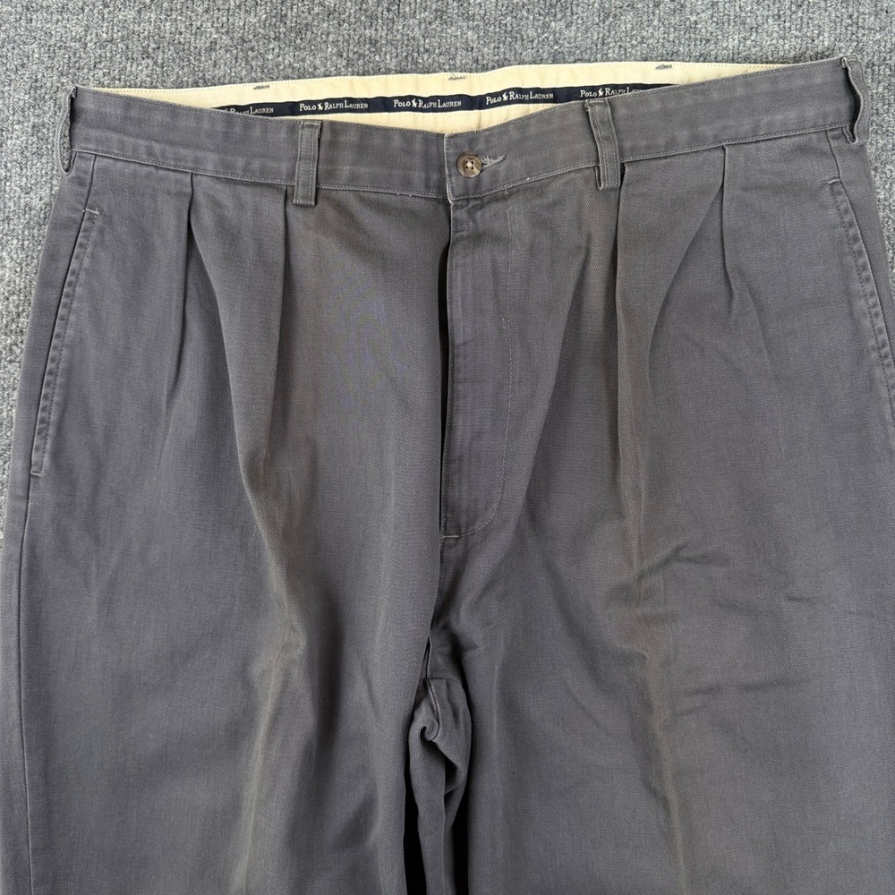 Vintage Polo Ralph Lauren Andrew Pants Mens 38x32 Gray Pleated Chino Preppy 90s